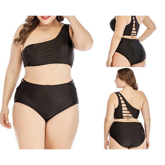 High waist plus size two piece bikini swimsuit - Picture 8 of 9